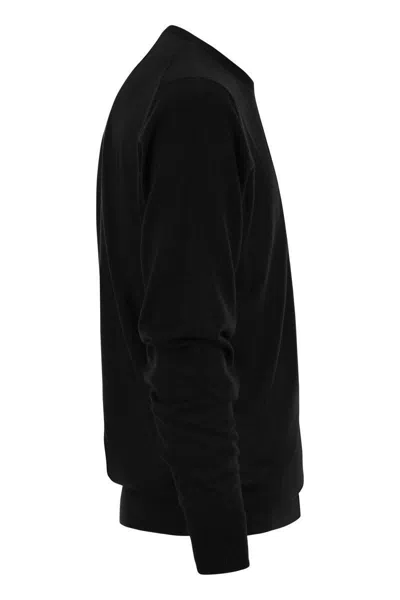 Pt Torino Crew-neck Sweater In Wool In Black
