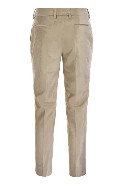 Pt Torino New York - Velvet Trousers In Beige
