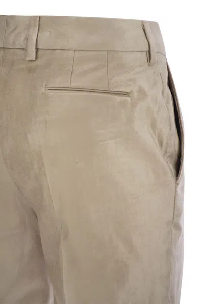 Pt Torino New York - Velvet Trousers In Beige