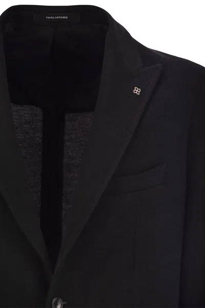Tagliatore Virgin Wool Blend Jacket In Black