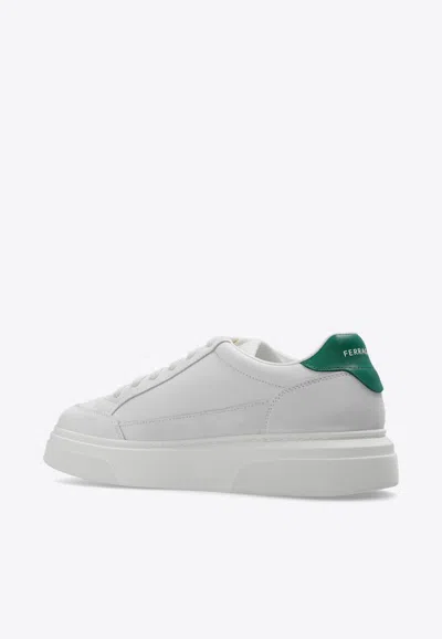 Ferragamo Round Toe Sneakers With Contrasting Heel Tab In White