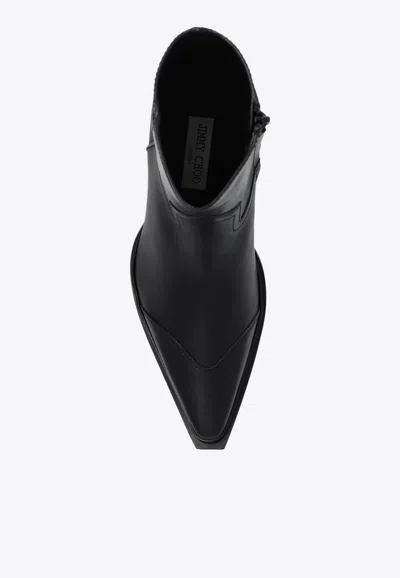Jimmy Choo Black Leather Boots In Black