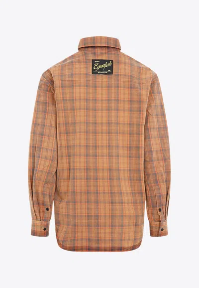 Egonlab Checked Long-sleeved Shirt In Orange