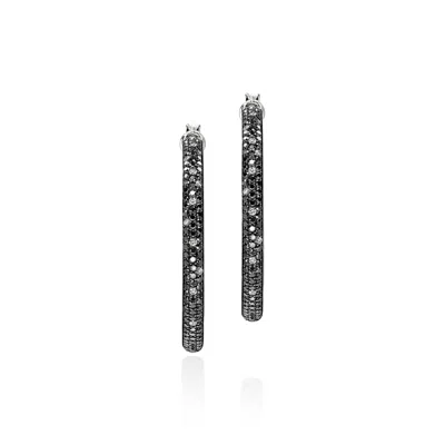 John Hardy Essentials Diamond Hoop Earrings In Sterling Silver