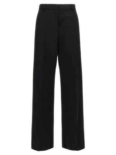 Valentino Virgin Wool Wide-leg Tailored Trousers In Black