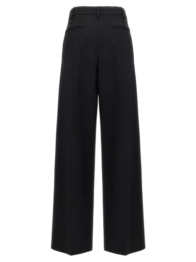 Valentino Virgin Wool Wide-leg Tailored Trousers In Black