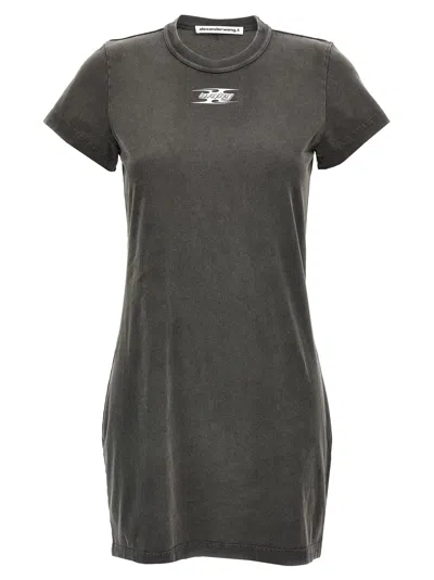 Shop Alexander Wang T T By Alexander Wang 'shrunken Tee' Dress In Gray
