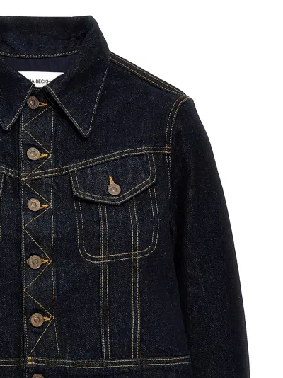 Victoria Beckham Contrast Stitching Cropped Denim Jacket In Blue