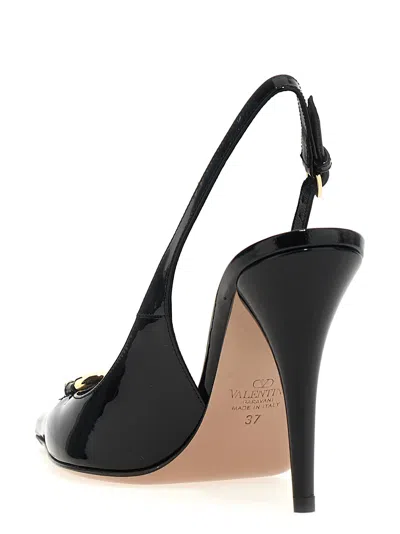 Valentino Vlogo 100 Embellished Patent-leather Slingback Pumps In Black