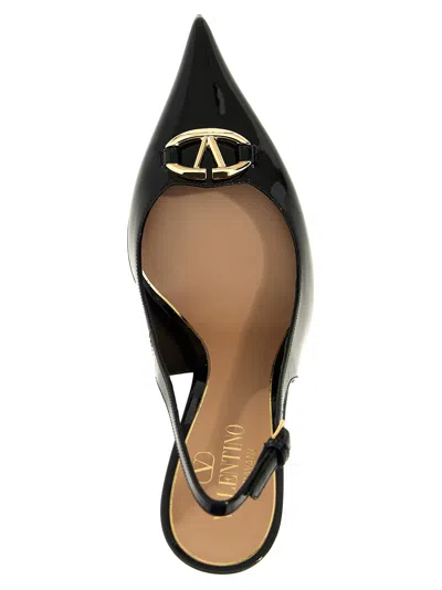 Valentino Vlogo 100 Embellished Patent-leather Slingback Pumps In Black