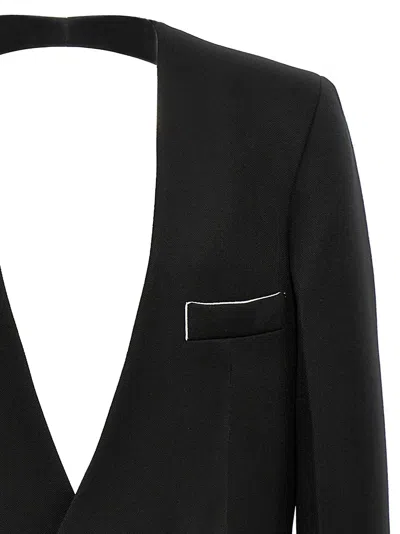 Victoria Beckham Backless Single-breasted Shrunken Collarless Jacket In Black
