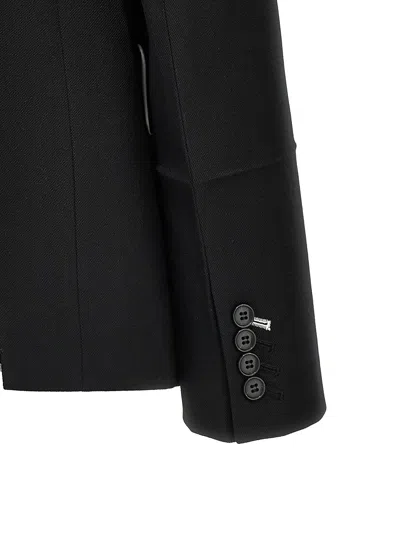 Victoria Beckham Backless Single-breasted Shrunken Collarless Jacket In Black
