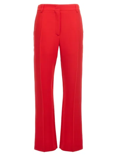 Valentino Garavani Silk Cady Trousers With Tailored Silhouette In Red