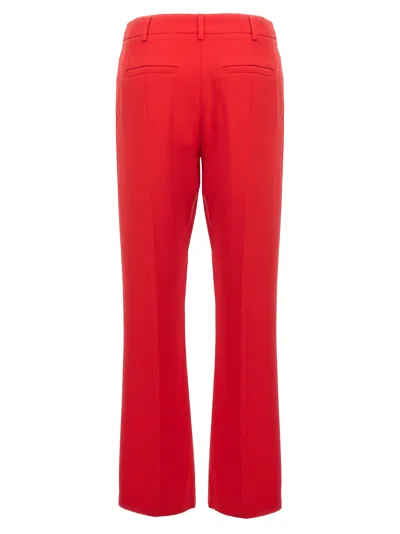 Valentino Garavani Silk Cady Trousers With Tailored Silhouette In Red