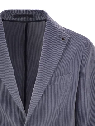 Tagliatore Ribbed Cotton And Cashmere Suit In Blue