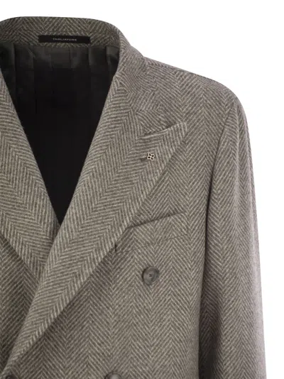 Tagliatore Men's Herringbone Coat In Grey