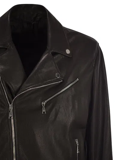 Tagliatore Men Lambskin Biker Jacket In Dark Brown