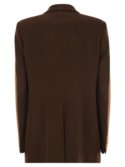 Tagliatore Tailored Cashmere Blazer With Peaked Lapels In Brown