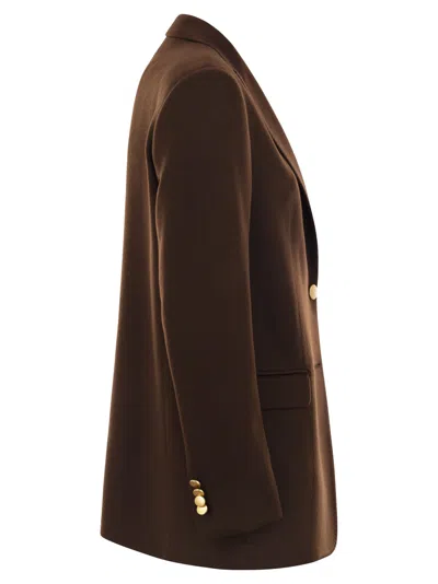 Tagliatore Tailored Cashmere Blazer With Peaked Lapels In Brown
