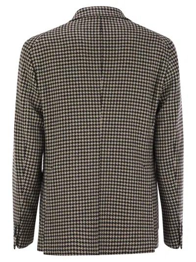Tagliatore Men's Houndstooth Virgin Wool Blend Jacket In Black/beige