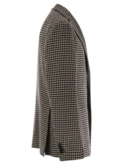 Tagliatore Men's Houndstooth Virgin Wool Blend Jacket In Black/beige