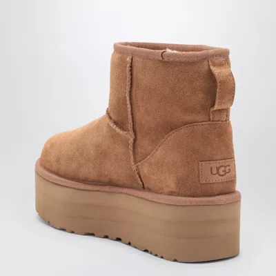 Ugg 'classic Mini Platform' Beige Ankle Boots With Platform In Brown