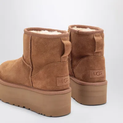 Ugg 'classic Mini Platform' Beige Ankle Boots With Platform In Brown