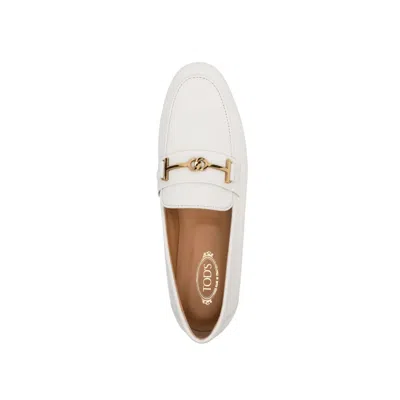 Tod's Leather Loafers In White