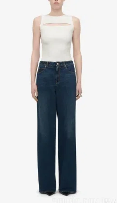 Alexander Mcqueen Women's Indigo Wide-leg Denim Jeans