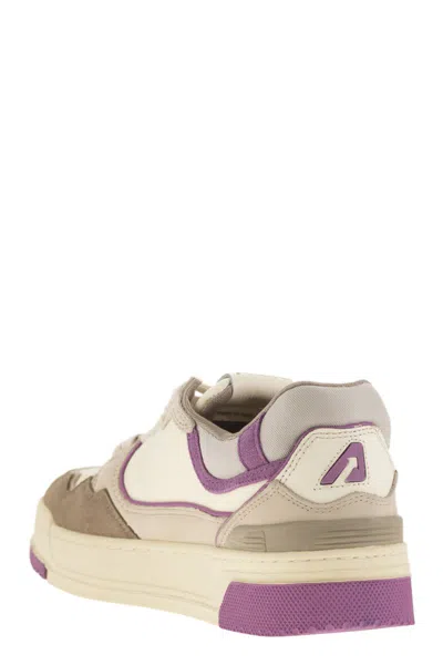 Autry Clc Low Sneakers In Leather Color Suede And Fabric