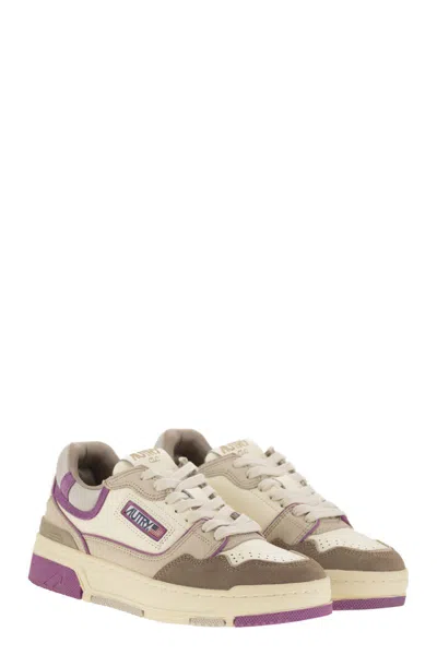 Autry Clc Low Sneakers In Leather Color Suede And Fabric