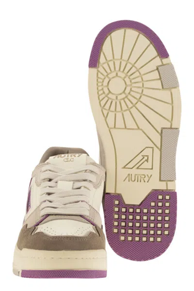 Autry Clc Low Sneakers In Leather Color Suede And Fabric