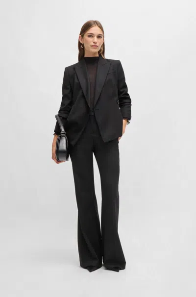 Hugo Boss Regular-fit Flared Trousers In Wool Twill