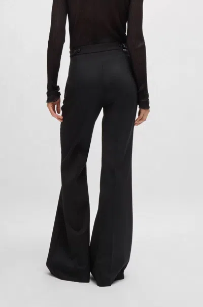 Hugo Boss Regular-fit Flared Trousers In Wool Twill