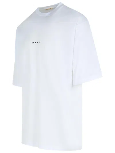 Marni White Cotton T-shirt With Logo Print In White