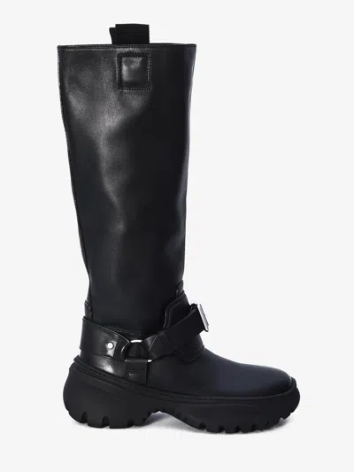 Burberry Leather Buckled Tall Boots
