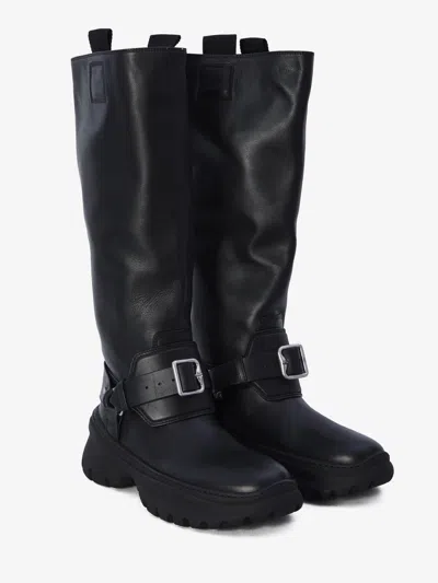 Burberry Leather Buckled Tall Boots