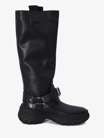 Burberry Leather Buckled Tall Boots