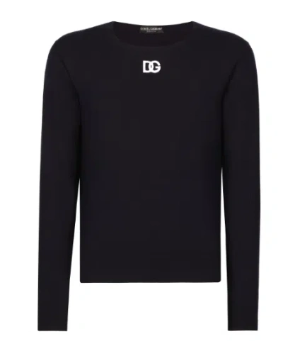 Dolce & Gabbana Logo-embroidered Virgin Wool Jumper