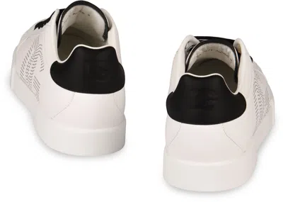 Dolce & Gabbana White And Black Leather Sneakers In White