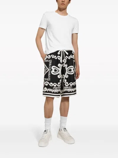 Dolce & Gabbana Dolce&gabbana Silk Bermuda With Navy Print