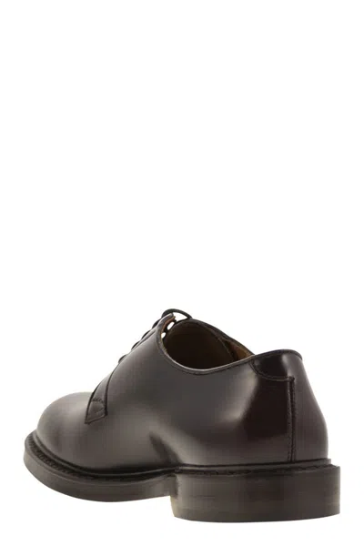 Doucal's Polished Derby Shoes In Smooth Black Calf Leather