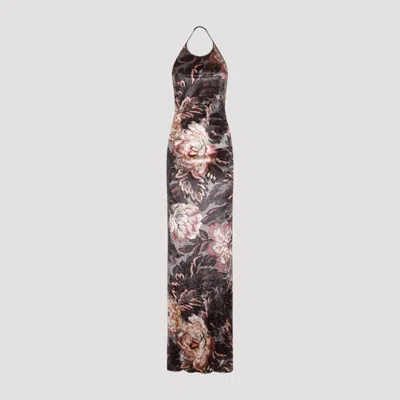 Etro Floral Crushed Velvet Backless Gown