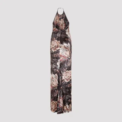 Etro Floral Crushed Velvet Backless Gown