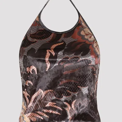 Etro Floral Crushed Velvet Backless Gown