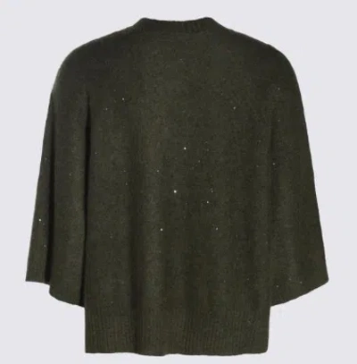 Shop Fabiana Filippi Moss Green Sequin-embellished Sweater