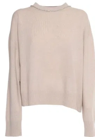 Fabiana Filippi Crew Neck Sweater With Sequin Trim Detail