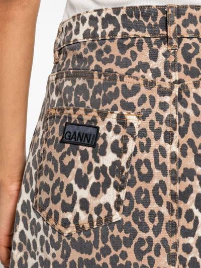 Ganni + Net Sustain Leopard-print Organic Denim Maxi Skirt