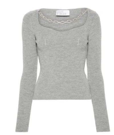 Giuseppe Di Morabito Square Neck Chain Detail Fitted Sweater