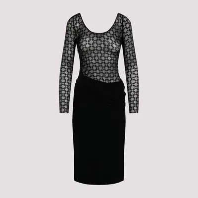 Givenchy Draped Dress In Jersey And Monogram 72 Tulle